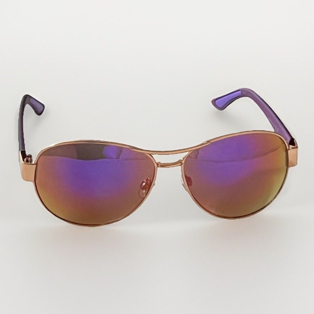 Adrienne Vittadini Women’s Aviator Sunglasses AVS6004 726 Gold Rim Mirrored Lens